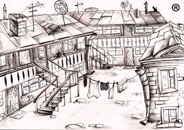 Детский дворик рисунок