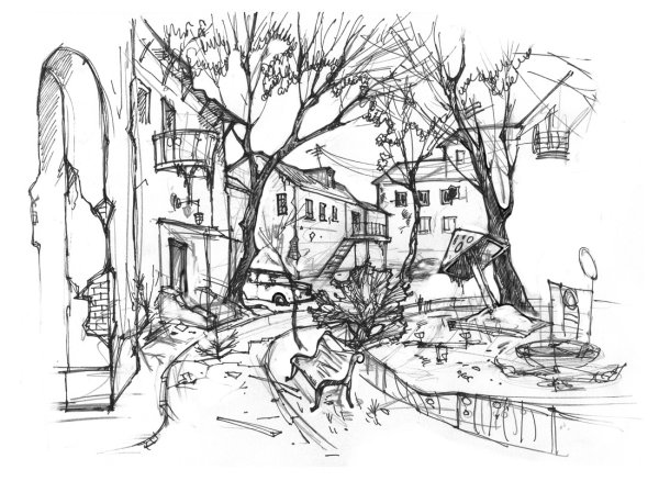 Улочки Италии рисунок карандашом