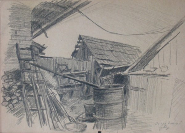 Зимний двор детский рисунок