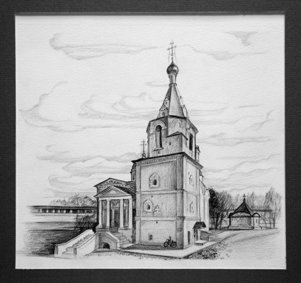 Новоспасский монастырь рисунок