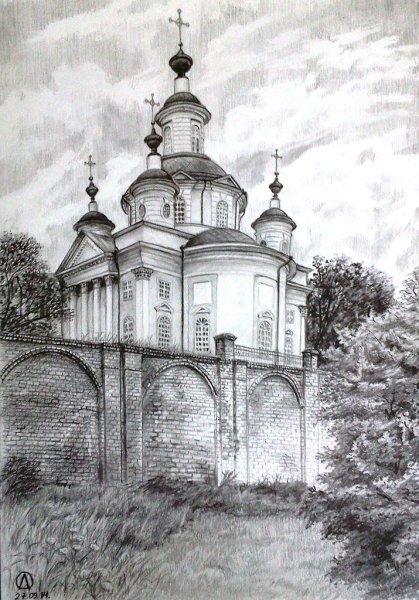 Церковь карандашом