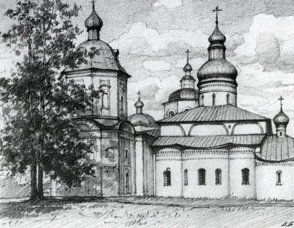 Кирилло-Белозерский монастырь рисунок Вологда