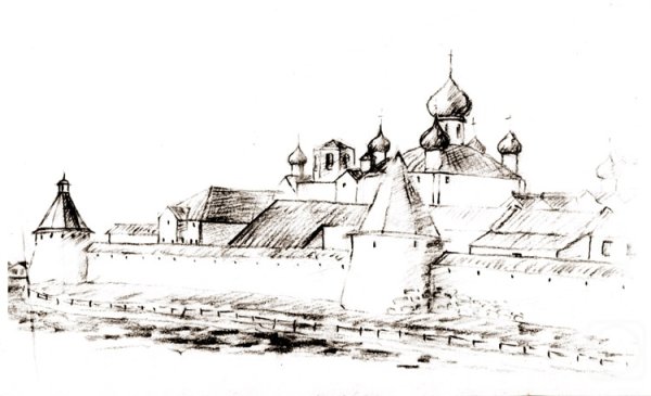 Соловецкий монастырь рисунок