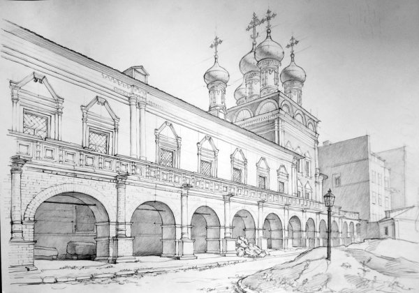 Старицкий монастырь рисунок