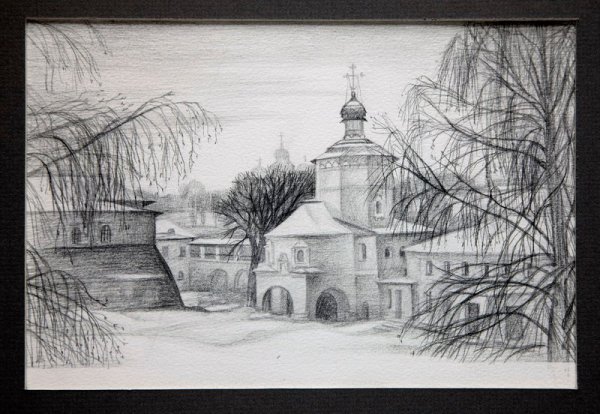 Старицкий монастырь рисунок