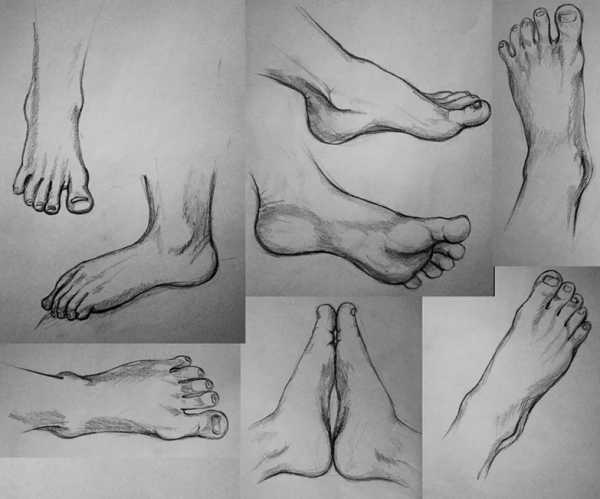 Поэтапное рисование ног