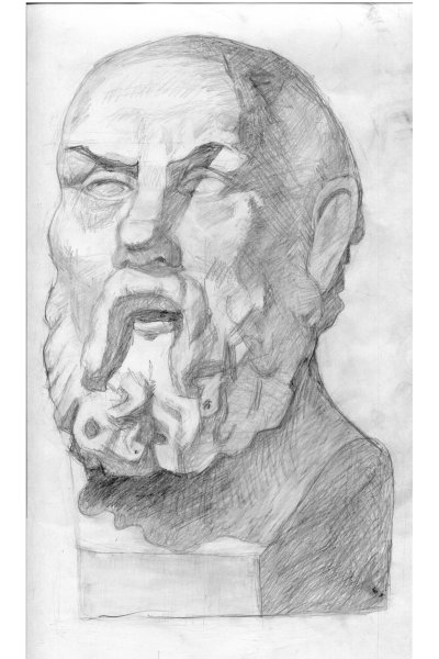 Академический рисунок гипсовой головы Сократа