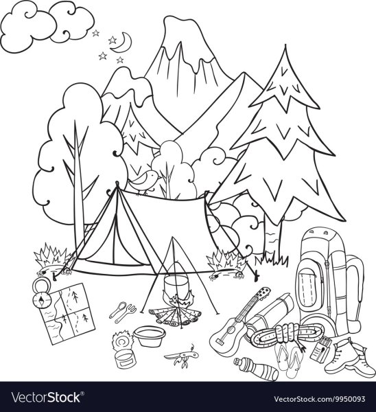 Раскраска семейный поход