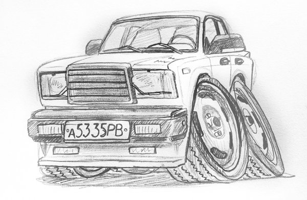 ВАЗ[ 2107 рисунок тюнингованный