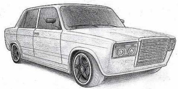 ВАЗ 2106 спереди карандашом