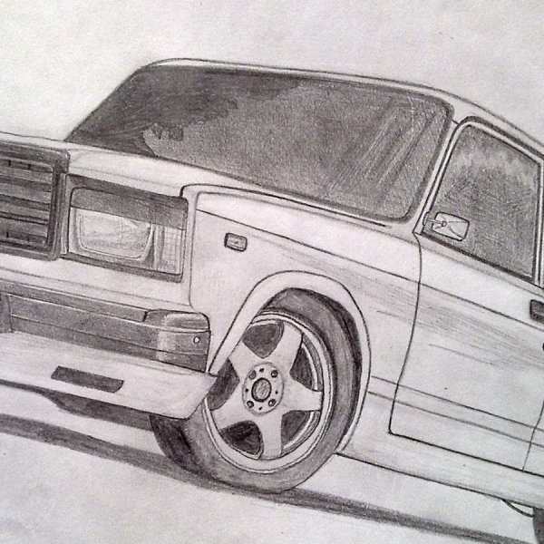 Нарисовать ВАЗ 2107 спереди