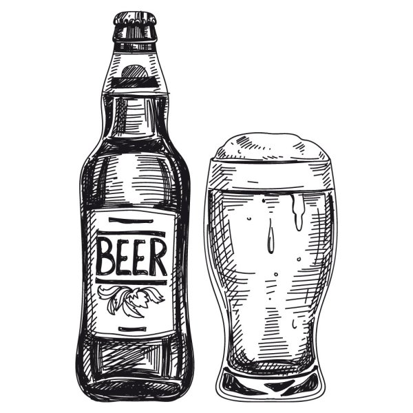 Пиво фри рисунок чб