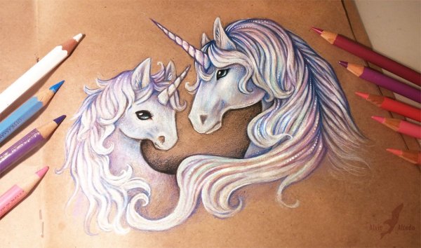 Единорог акварель