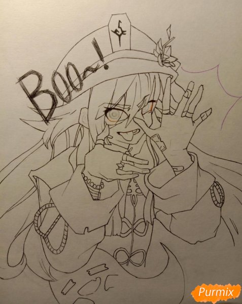 Ху Тао рисунок Геншин