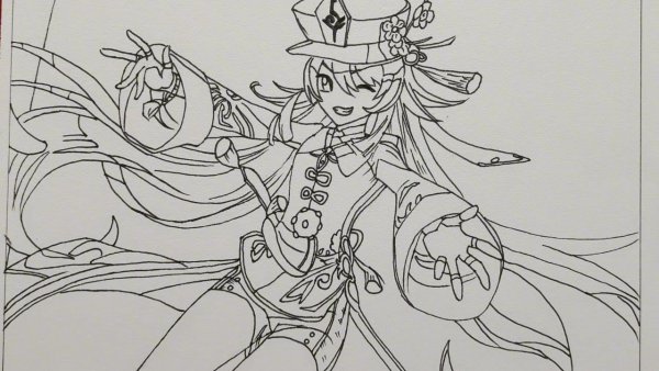 Раскраска ху Тао Раскрашенные