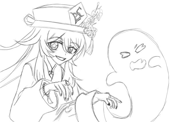 Раскраска Геншин ху Тао