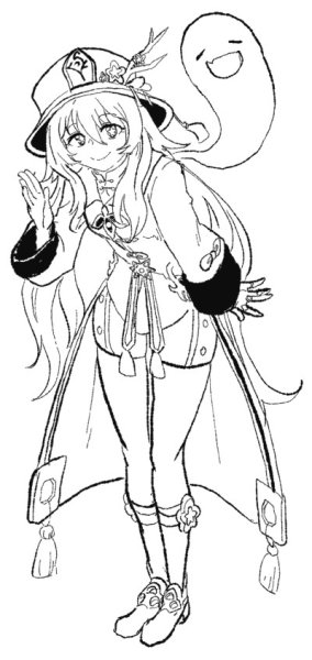 Ху Тао Геншин черно белая