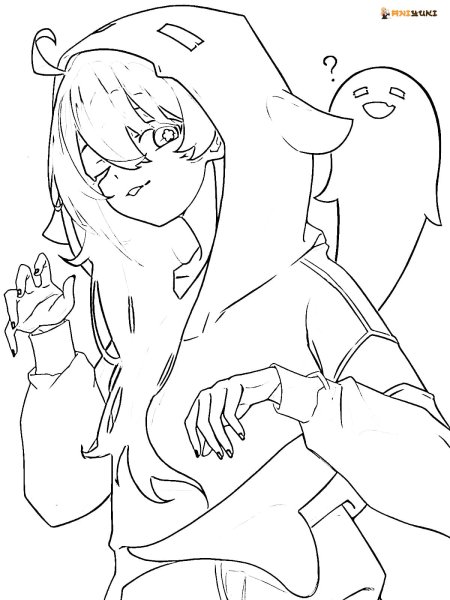 Ху Тао разукрашка