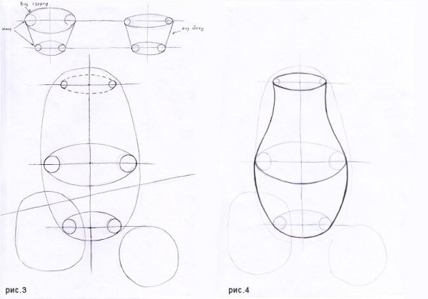 Линейно конструктивный рисунок Крынка