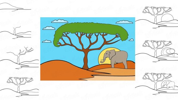 Саванна раскраска для детей