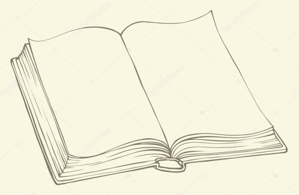 Развернутая книга черно белая