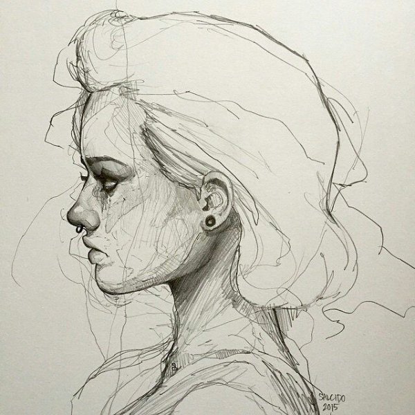 Лицо в профиль скетч