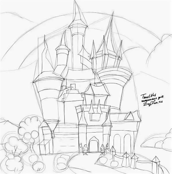 Замок снежной королевы срисовать