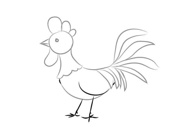 Рисование петушка для детей пошагово