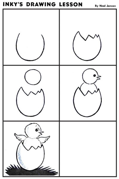 Схема рисования цыпленка