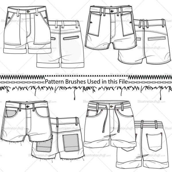 Зарисовка джинсовых шорт