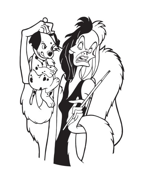 Круэлла рисунок для срисовки