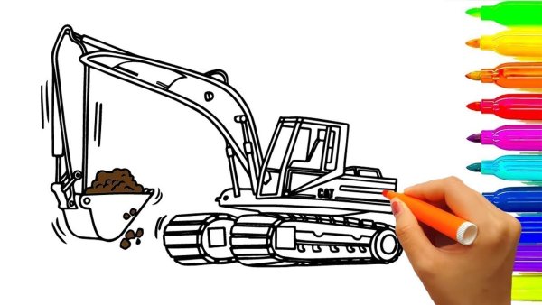 Раскраска колесный экскаватор