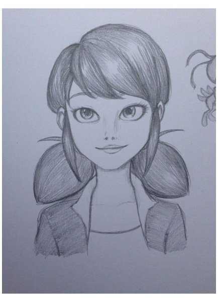 Портрет Маринетт карандашом