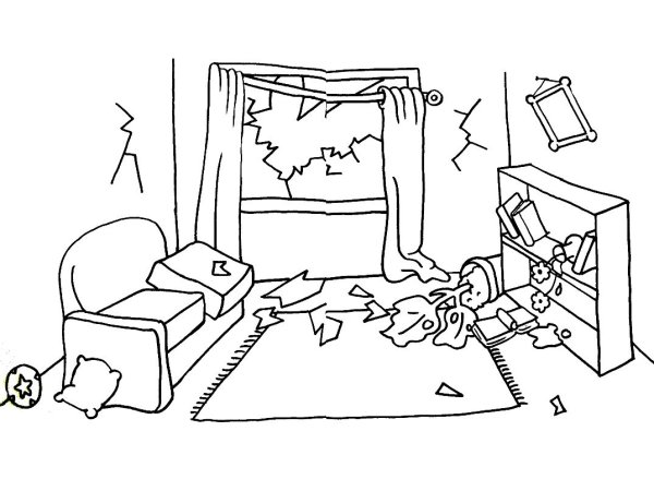 Землетрясение раскраска для детей