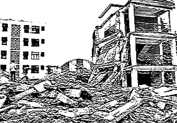 Разрушенный дом раскраска