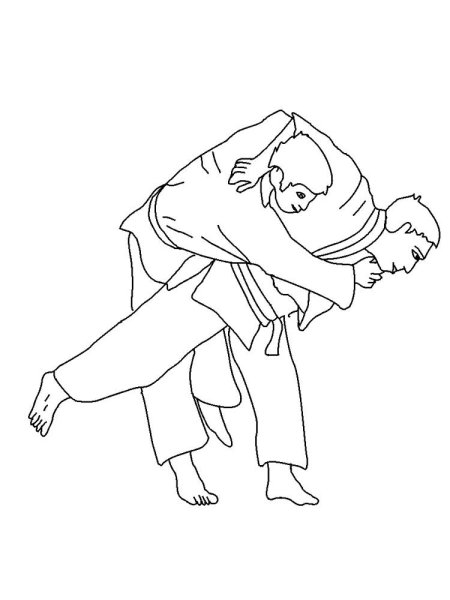 Раскраска борьба дзюдо