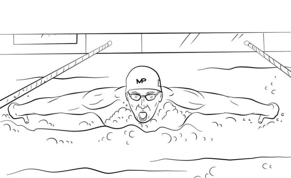 Раскраска плавание в бассейне