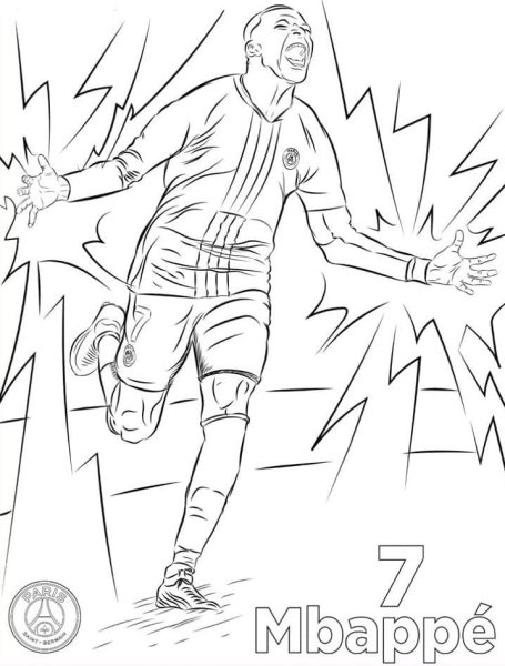 Раскраска футбол Килиан Мбаппе
