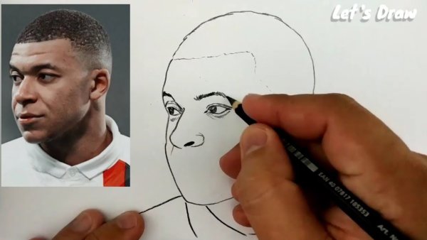 Портрет Мбаппе карандашом