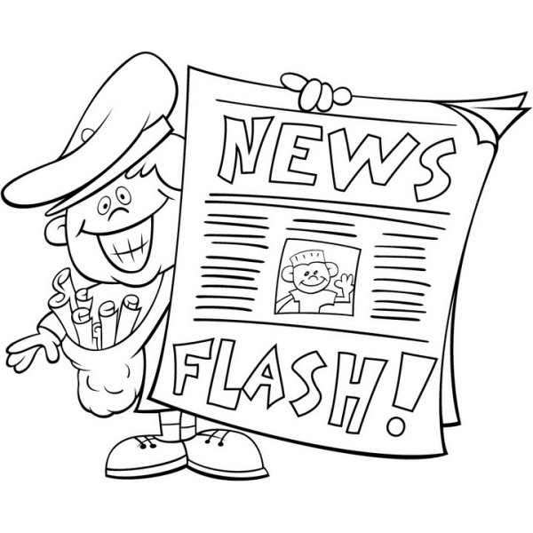 Человек с газетой рисунок