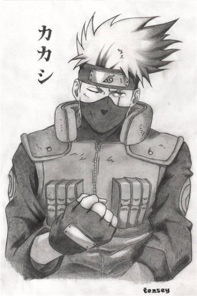Нарисовать аниме Наруто Какаси