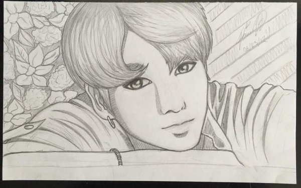 БТС карандашом Чонгук аниме