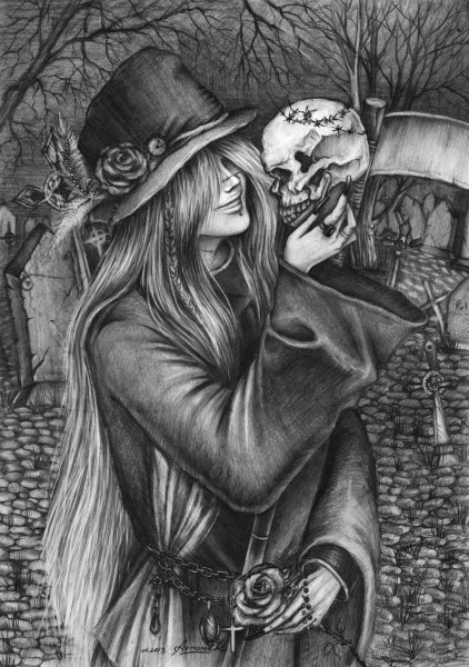 Фантастический пейзаж карандашом