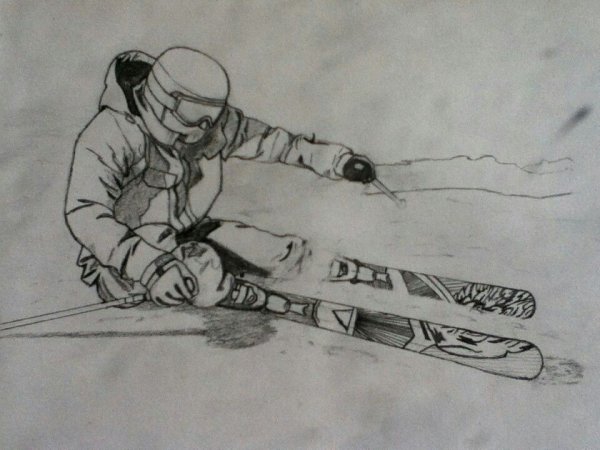 Лыжник карандашом