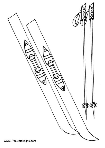 Лыжи раскраска