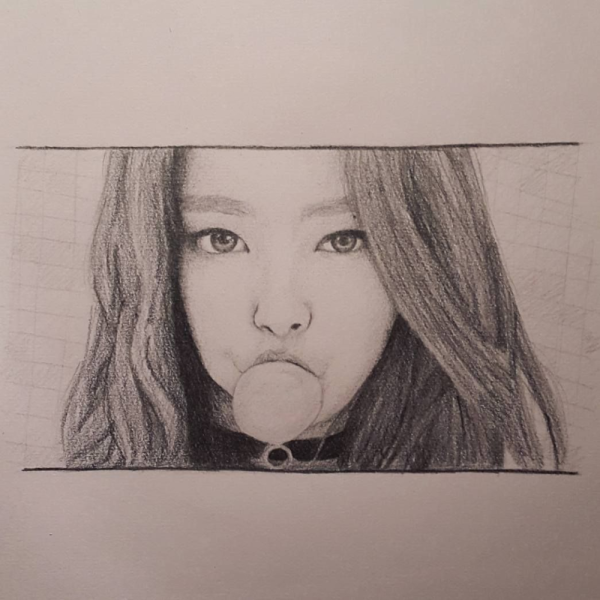 Блэк Пинк карандашом Дженни