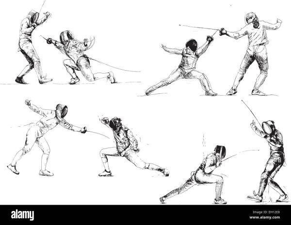 Фехтование рисунок карандашом