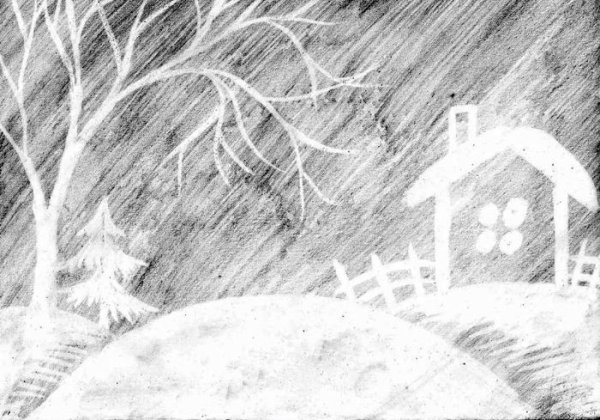 Метель рисунок карандашом