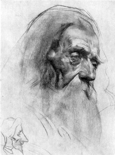 Портрет пожилого человека карандашом