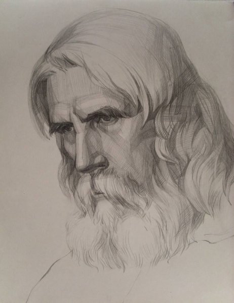 Портрет старика Графика